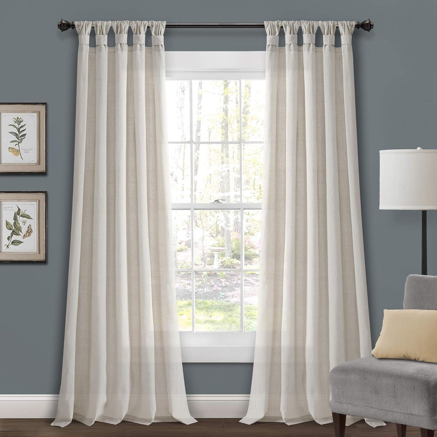 Lush Decor Burlap Tab-Top Curtains, 45x108, Light Linen