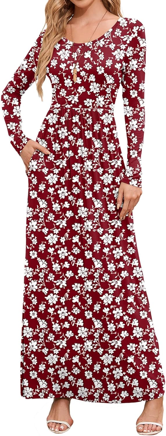 DEARCASE Women's Maxi Dress with Pockets for Casual Wear