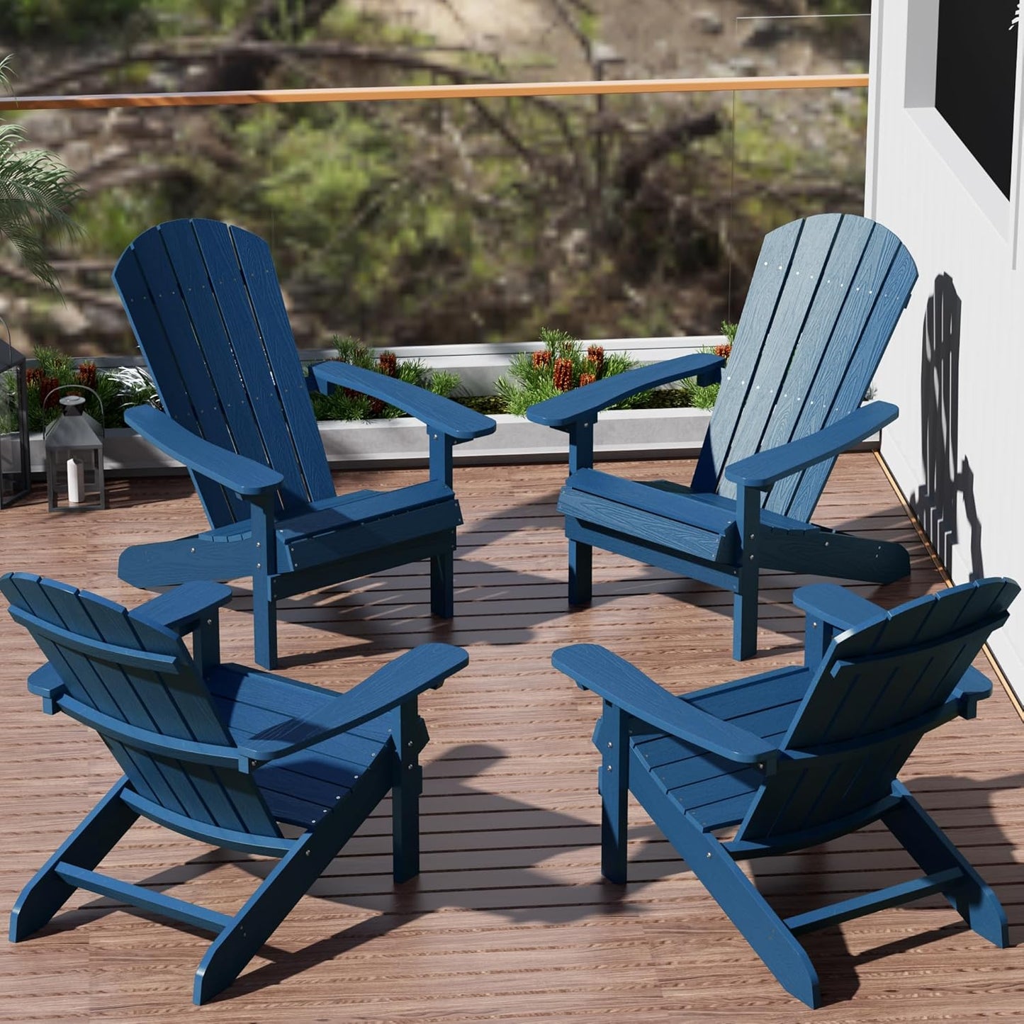 Adirondack Chairs Set of 4 - Durable Outdoor Plastic Chairs