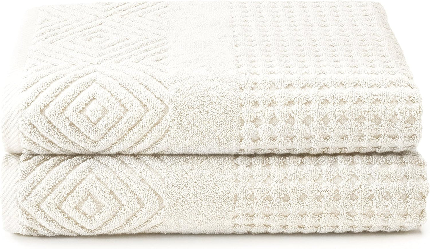 Luxurious 100% Organic Cotton Diamond Jacquard Bath Towel Set