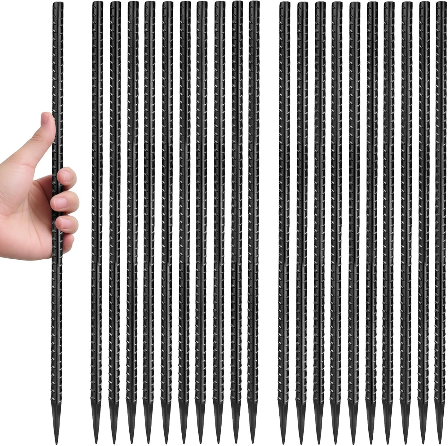 16 inches Rebar Stakes 24-Pack for Tent, Fence, and Landscaping
