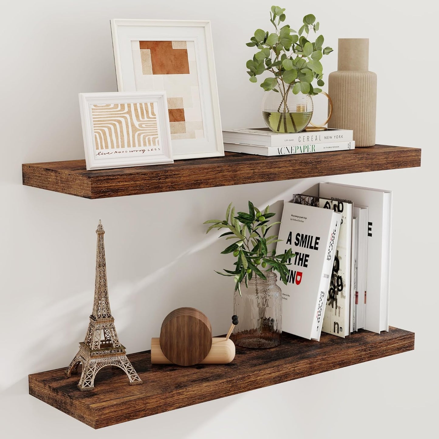 36x9.3 Floating Shelves for Wall - Rustic Deep Wood Shelf