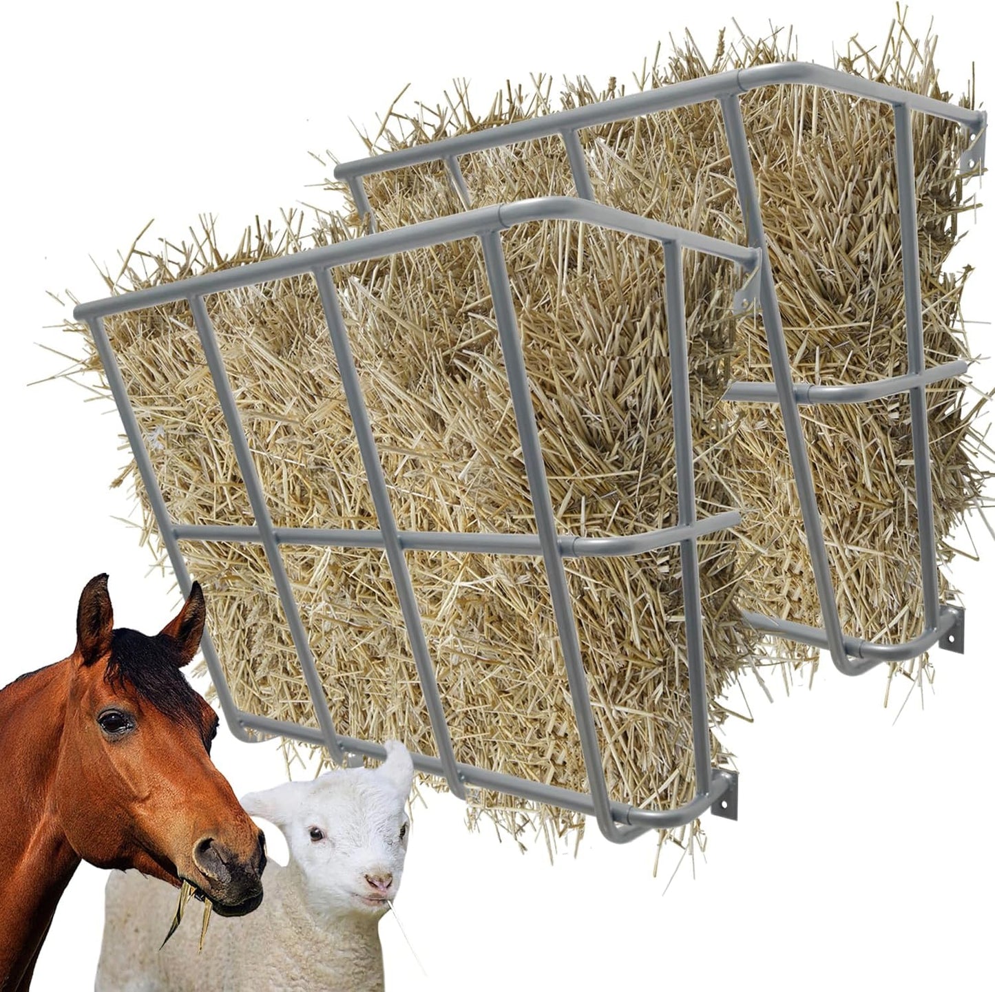 2Pcs Hay Feeder Goat Rack for Sheep and Horses, Heavy Duty