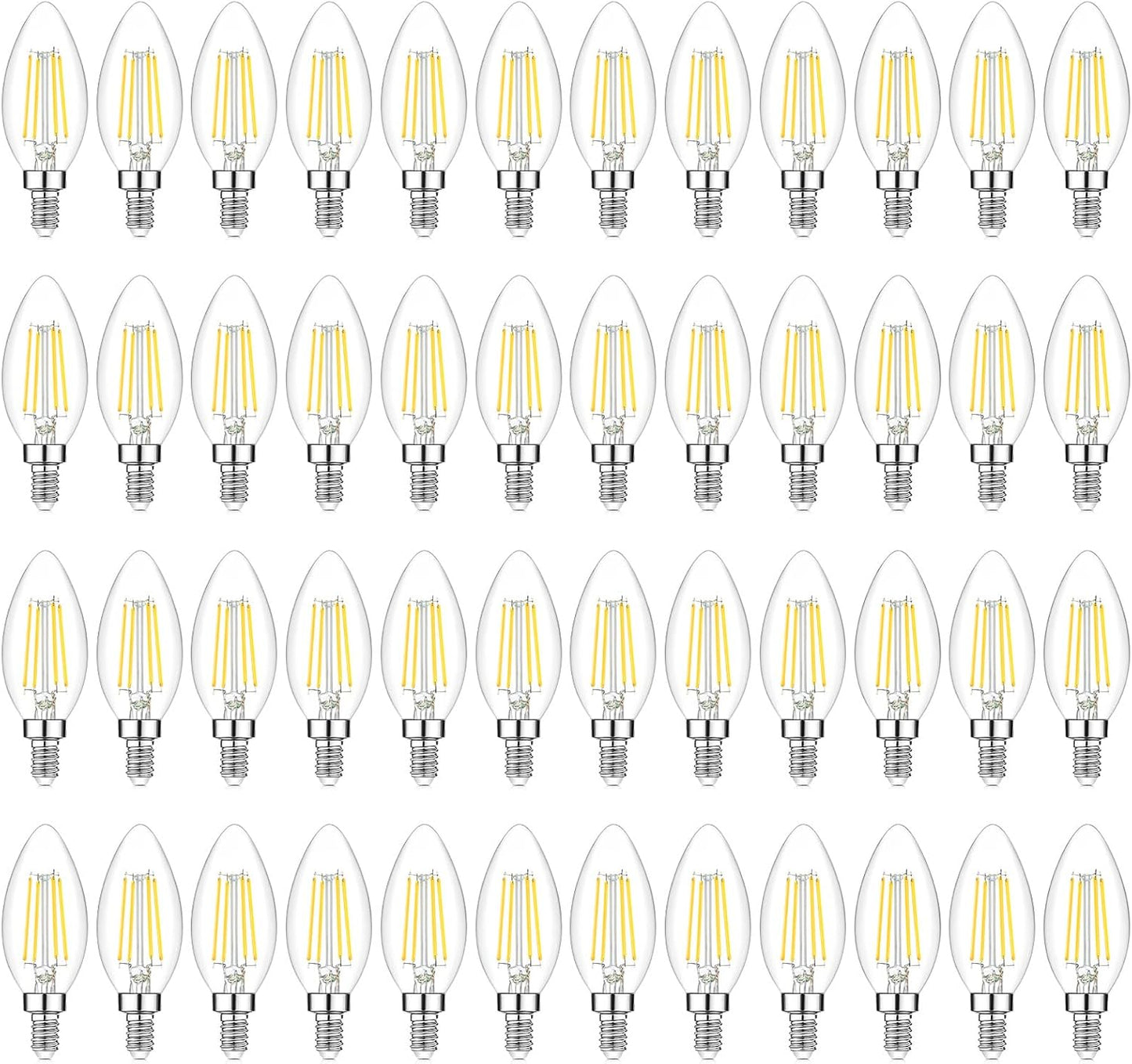 48-Pack Dimmable E12 LED Candelabra Bulbs for Elegant Lighting