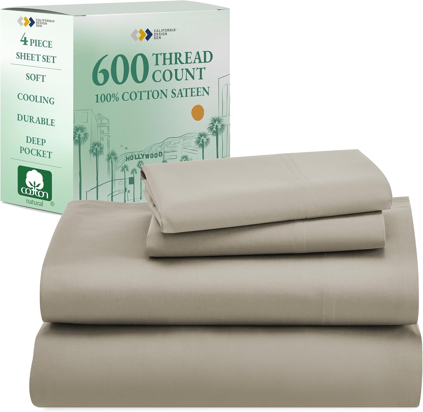 Luxury King Size Sheet Set - 100% Cotton, 600 Thread Count