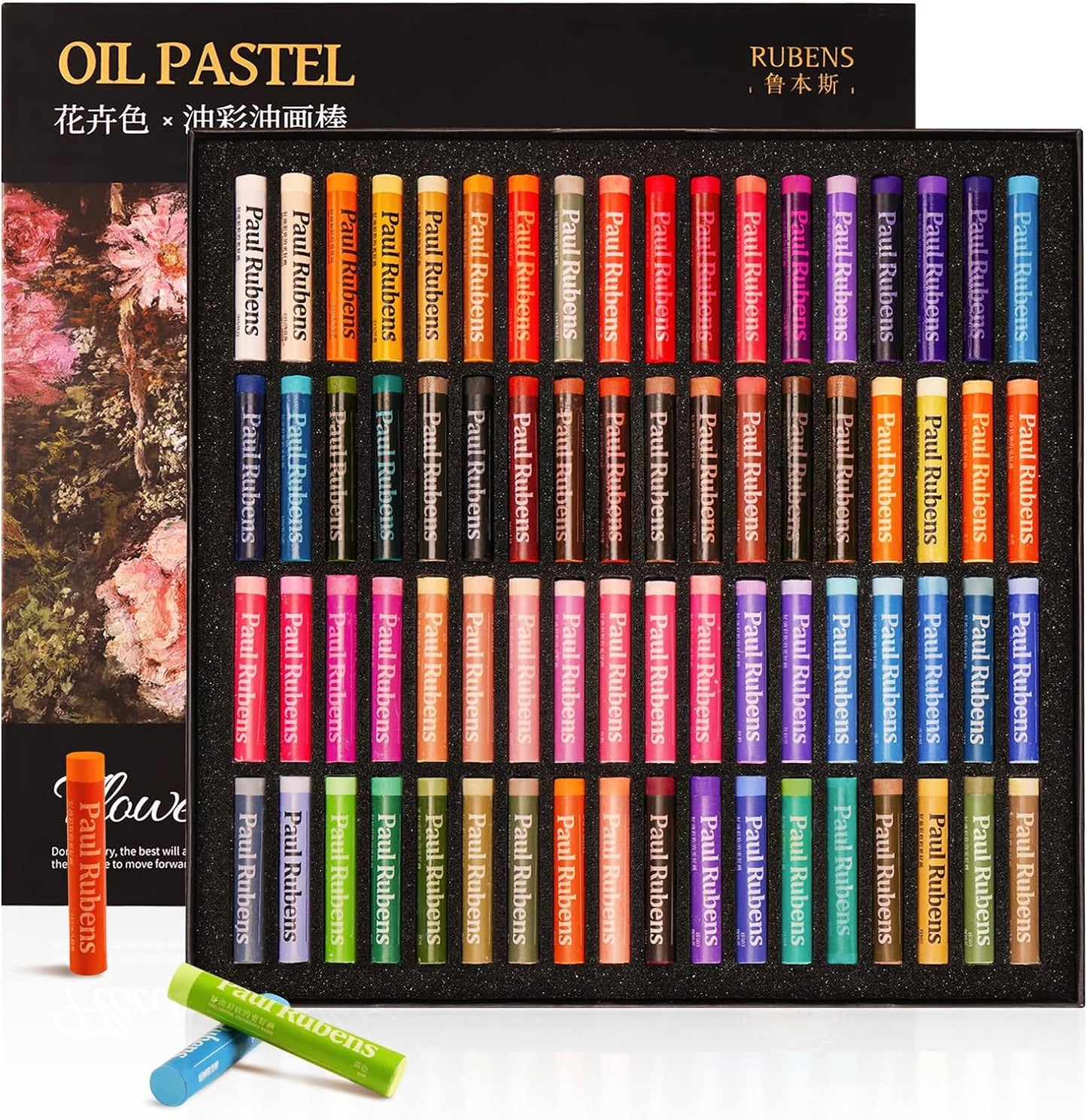 Vibrant 72 Floral Colors Oil Pastels for Artists by Paul Rubens