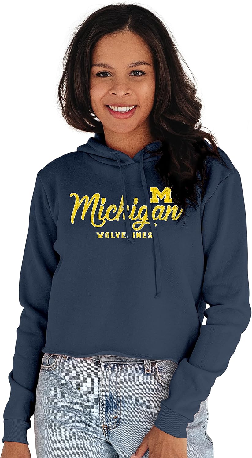 Michigan Wolverines Women's Vintage Crop Hoodie for Fans