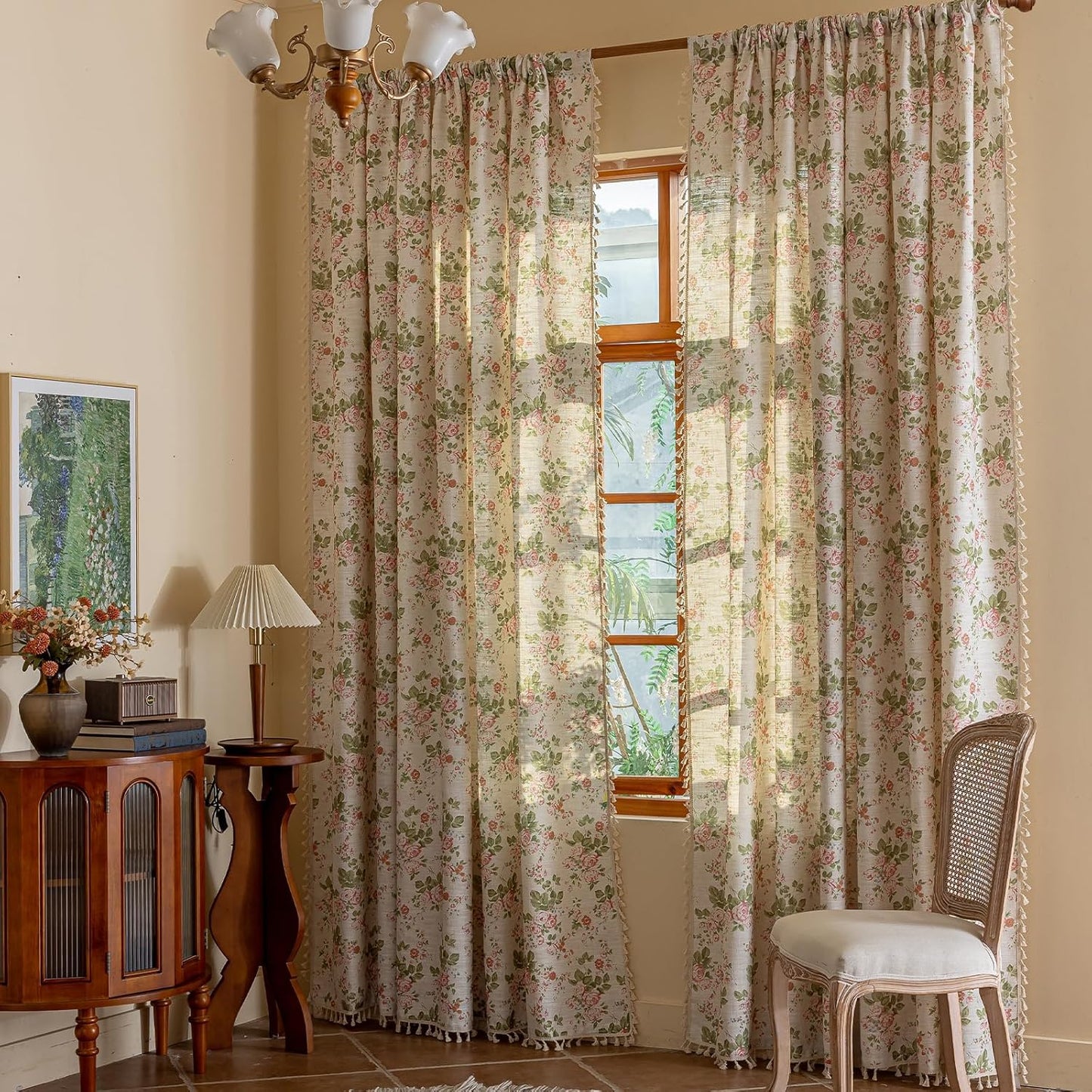 Pink Floral Curtains for Bedroom and Living Room Decor