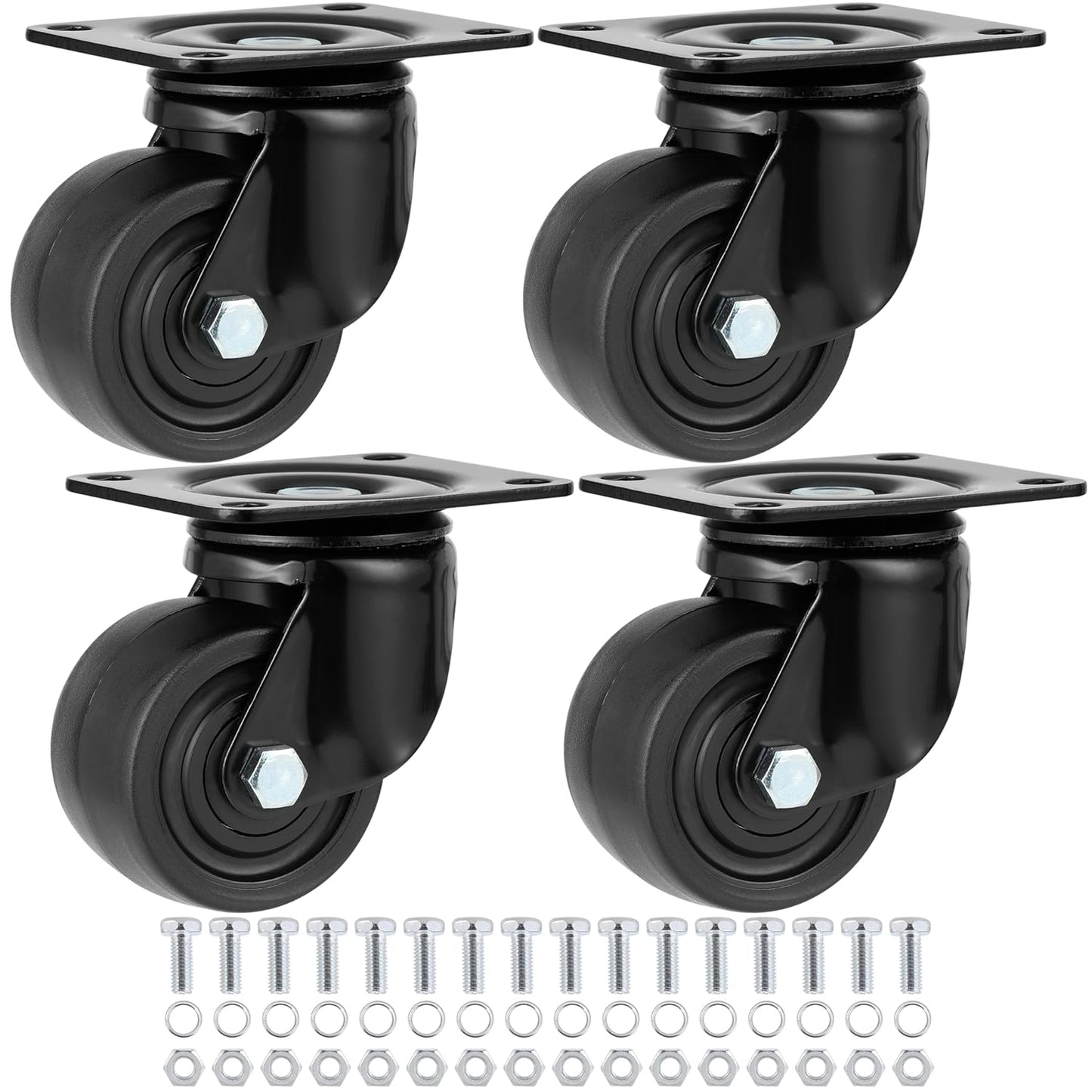 Finnhomy 3 Inch Caster Wheels Set of 4 Heavy Duty Low Profile