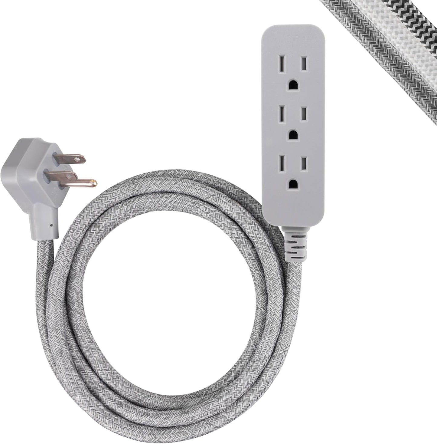 GE 3-Outlet Power Strip Surge Protector: 8 Ft Braided Cord