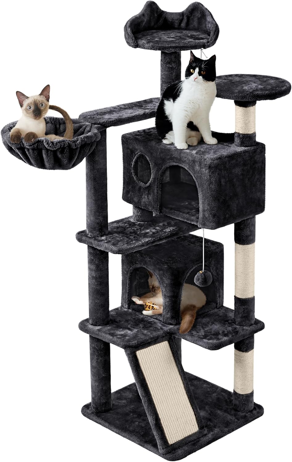 Yaheetech Cat Tree 57 inches Cat Tower with Double Condo