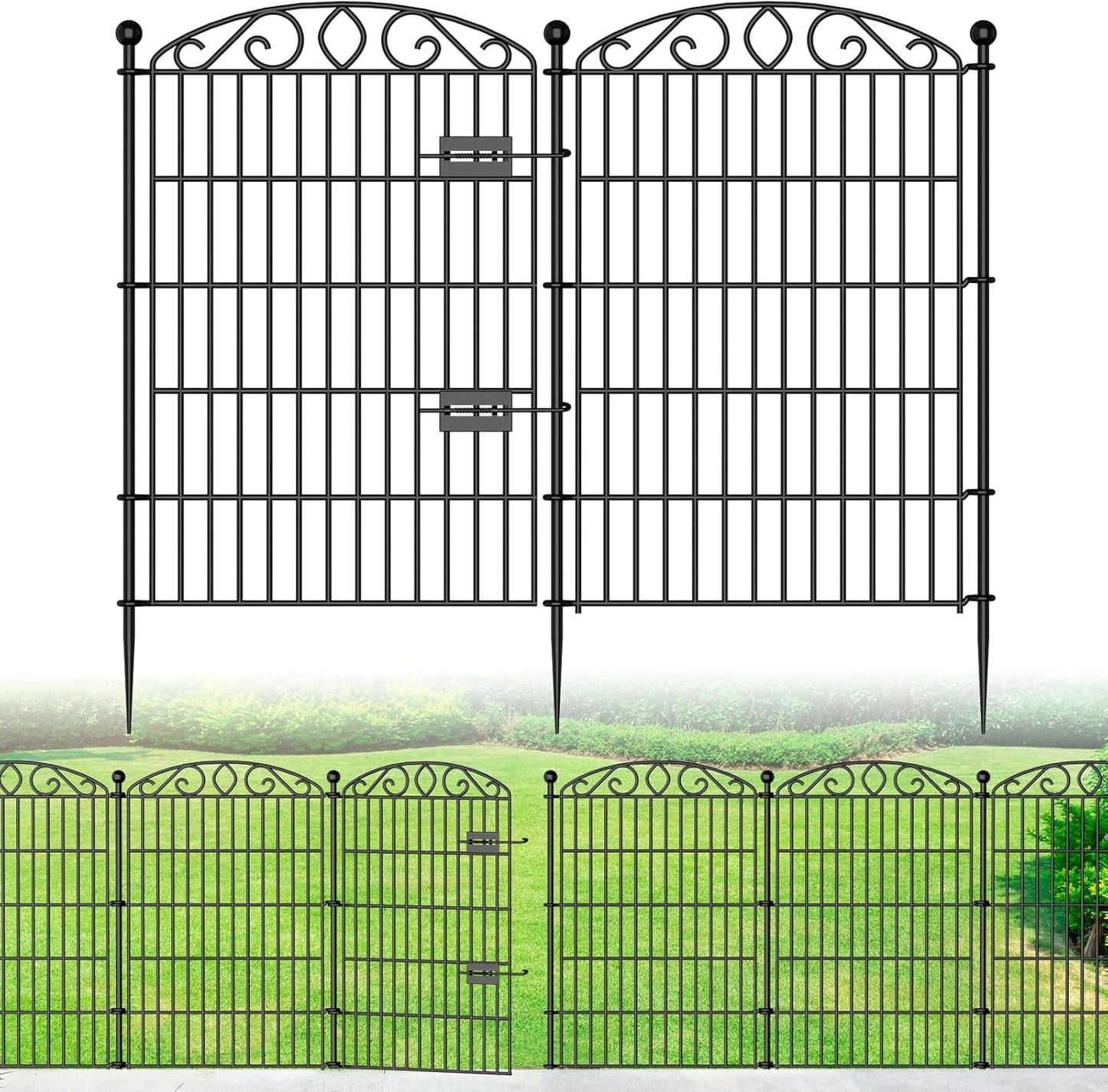 No Dig Decorative Garden Fence with Gate for Pets and Plants