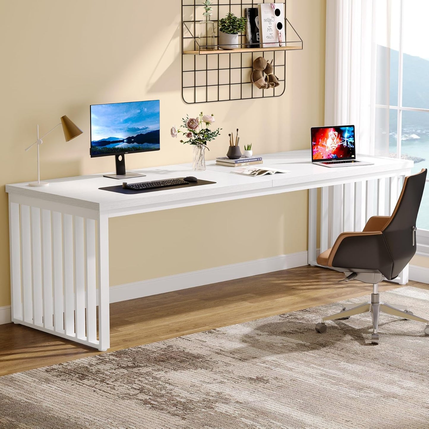 Tribesigns 78.74 Double Workstation Desk, Heavy-Duty Metal Frame - Ideal for Home Office