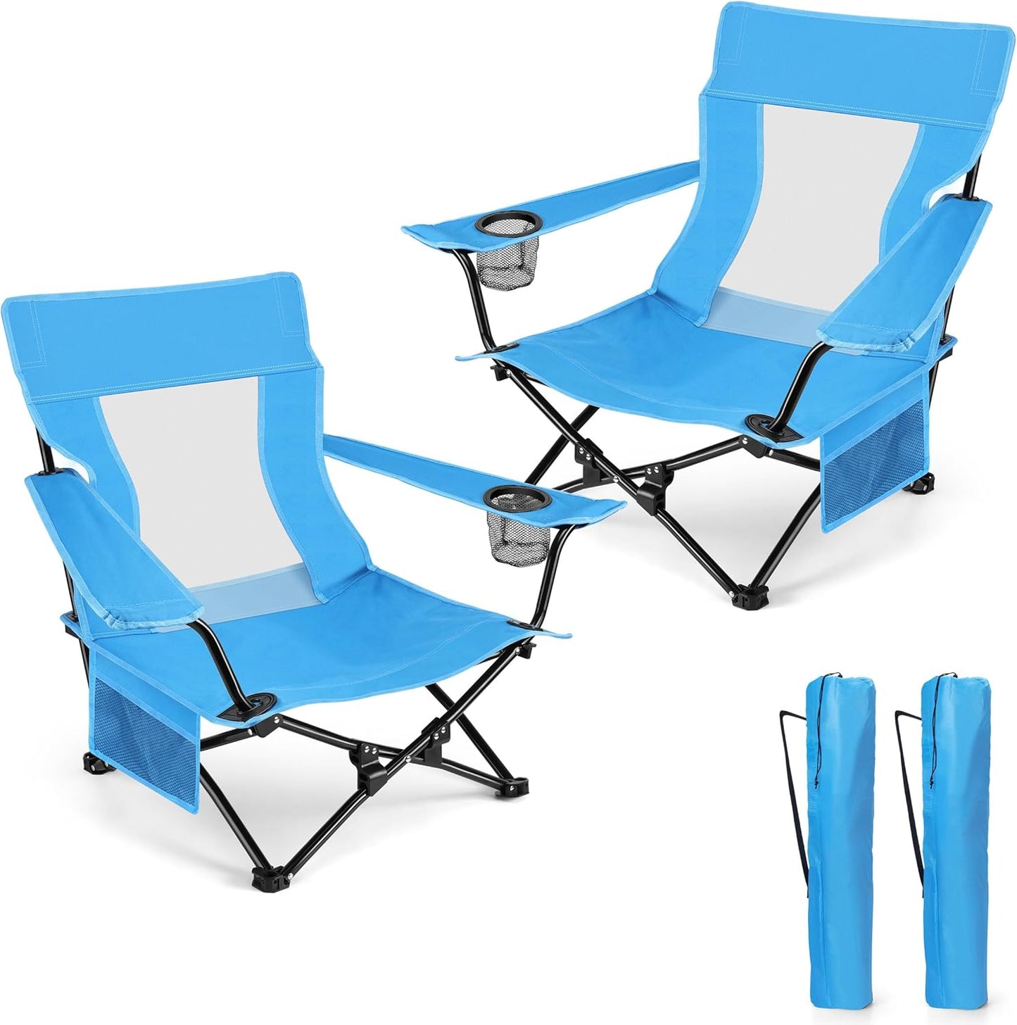 HaSteeL Folding Beach Chair Set of 2 for Outdoor Activities