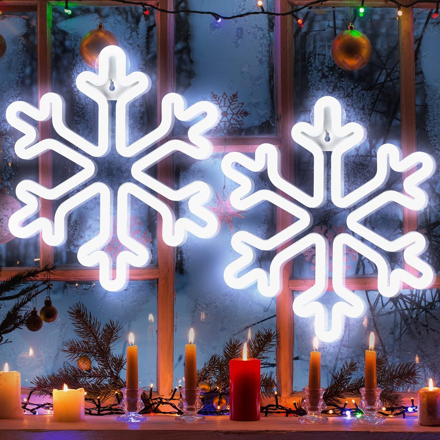 Enhon Christmas Neon Snowflake Light for Festive Decor