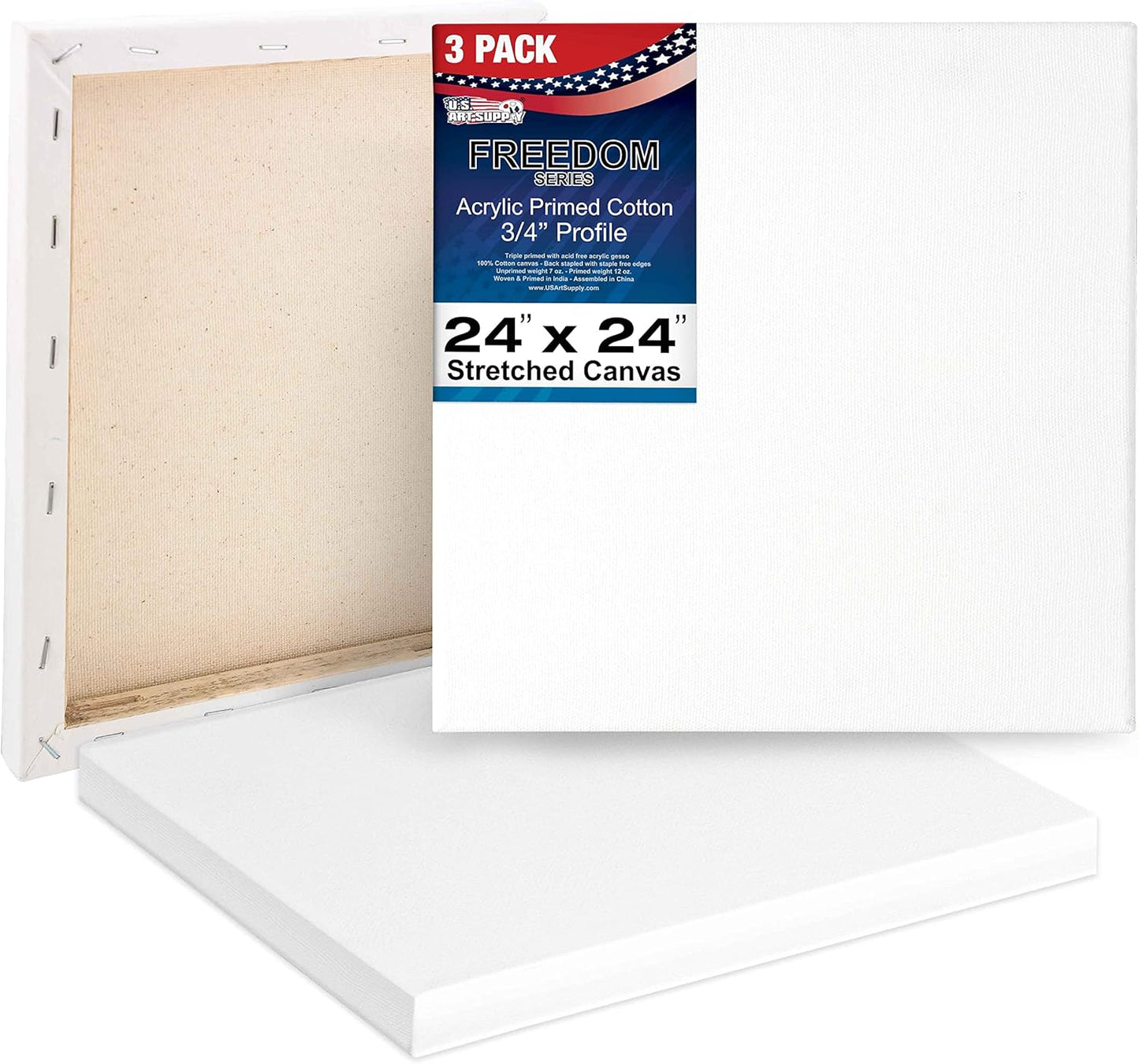Professional Artist Quality 24 x 24 inch Stretched Canvas Pack