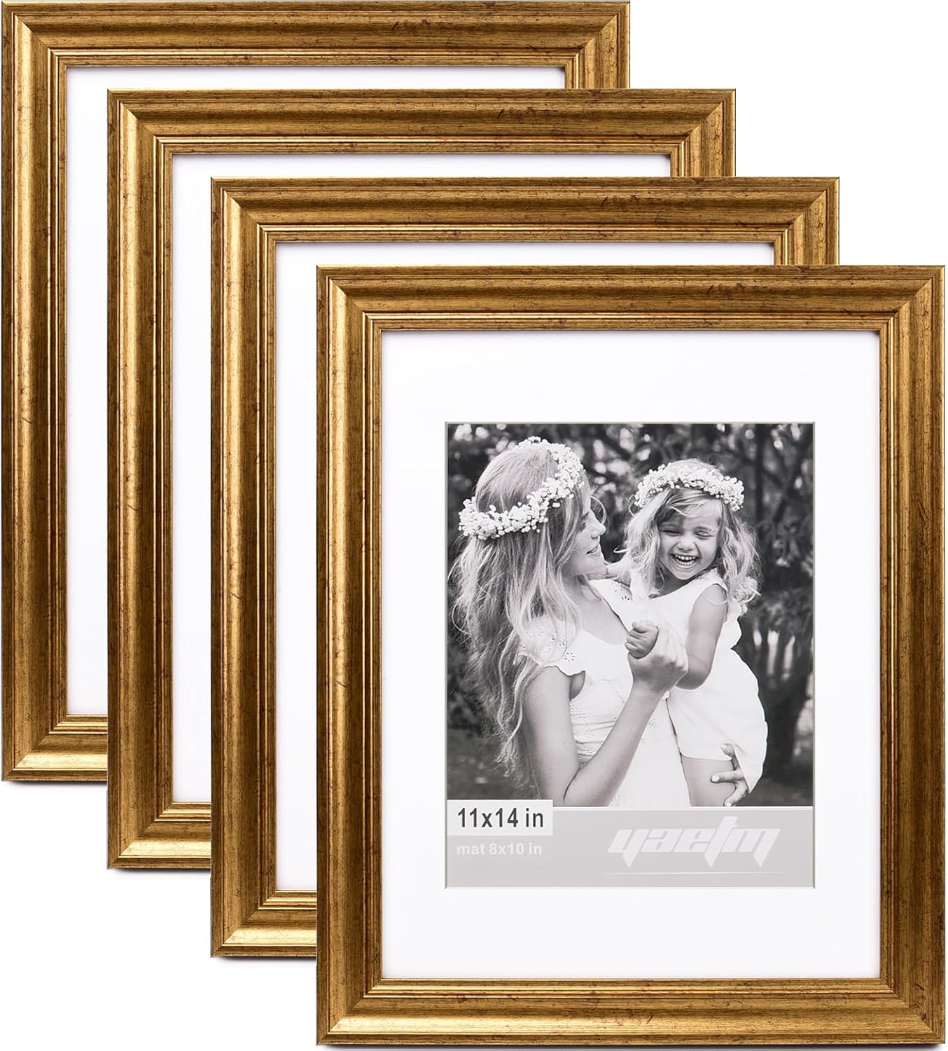 Yaetm 11x14 Gold Picture Frame Set of 4 for Home and Office