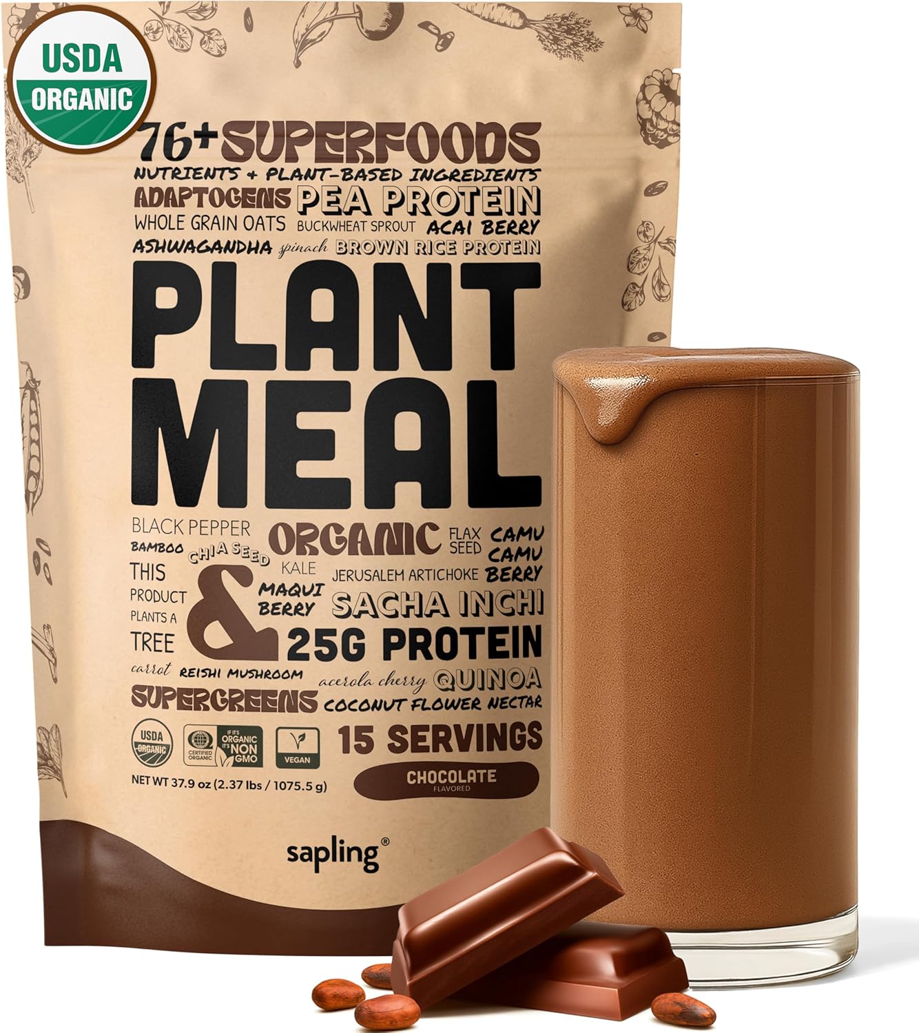 Plant Meal Replacement Shake - Chocolate Flavor with 25g Protein