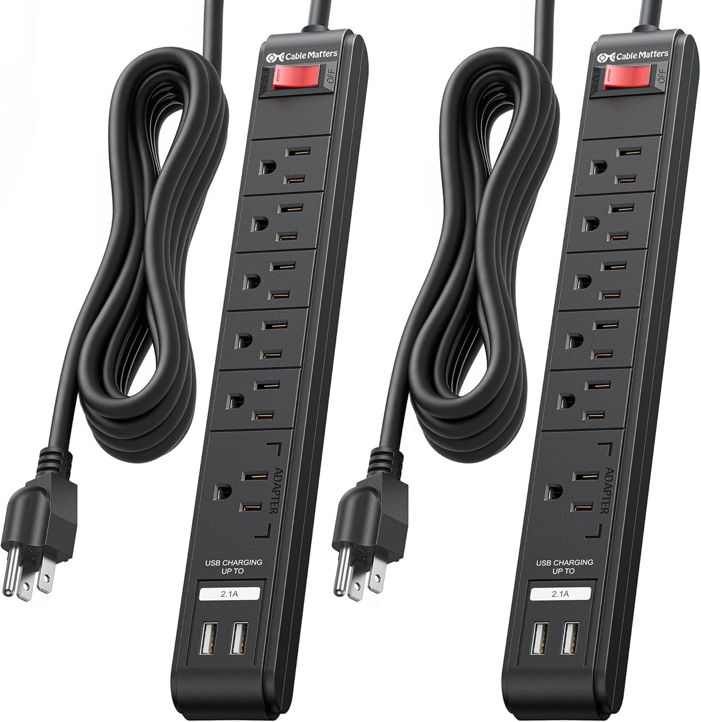 12ft Surge Protector Power Strip with USB Ports - Cable Matters