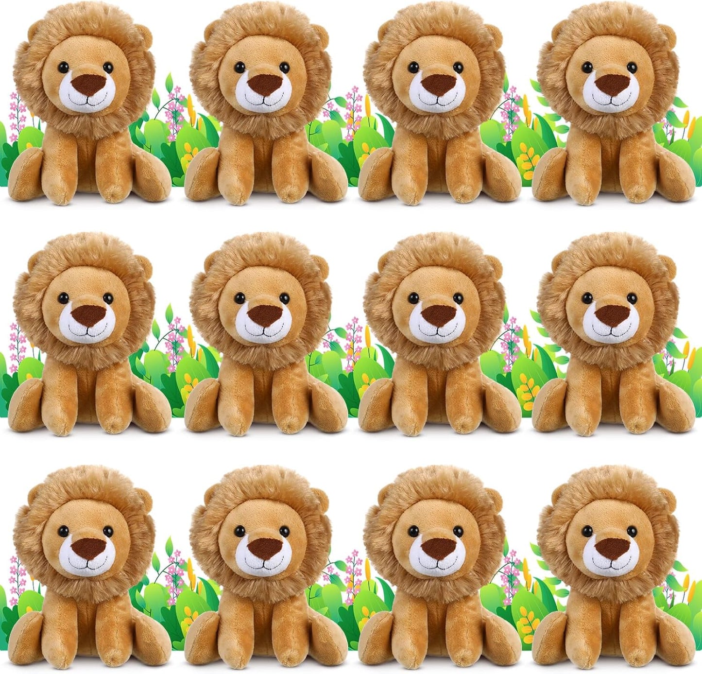 12 Pieces Lion Plush Set for Kids - Cuddly 6 Inch Stuffed Animals