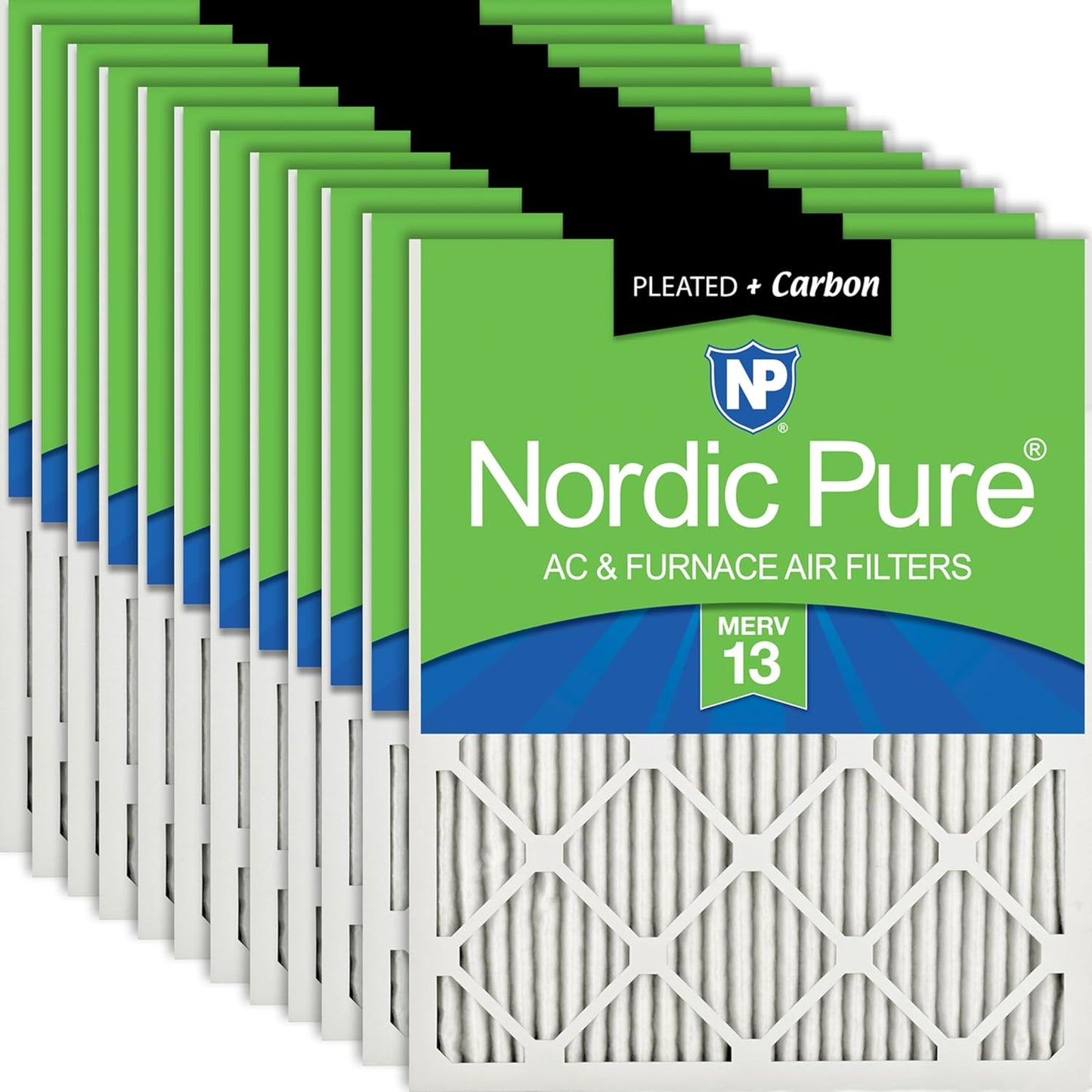 Nordic Pure 14x25x1 Pleated Air Filters with Carbon for Odor Control