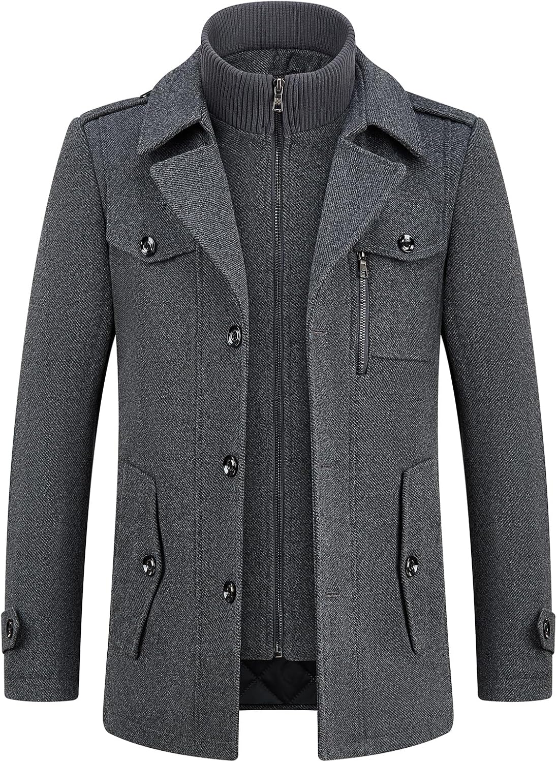 Men's Winter Wool Blend Coat for Casual and Business Wear