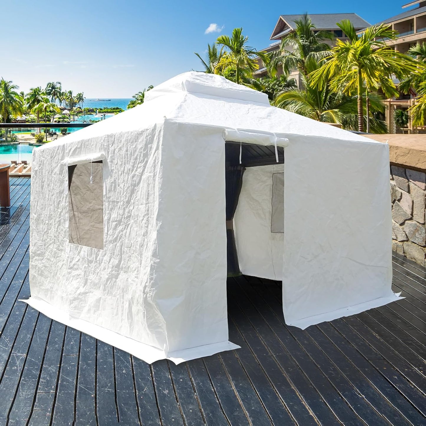 Domi 10ft x 10ft Universal Winter Gazebo Cover for Hardtop Gazebos
