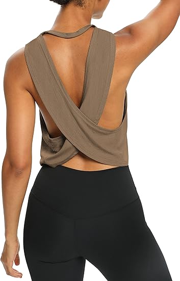 Bestisun Womens Open Back Workout Tops for Yoga and Fitness