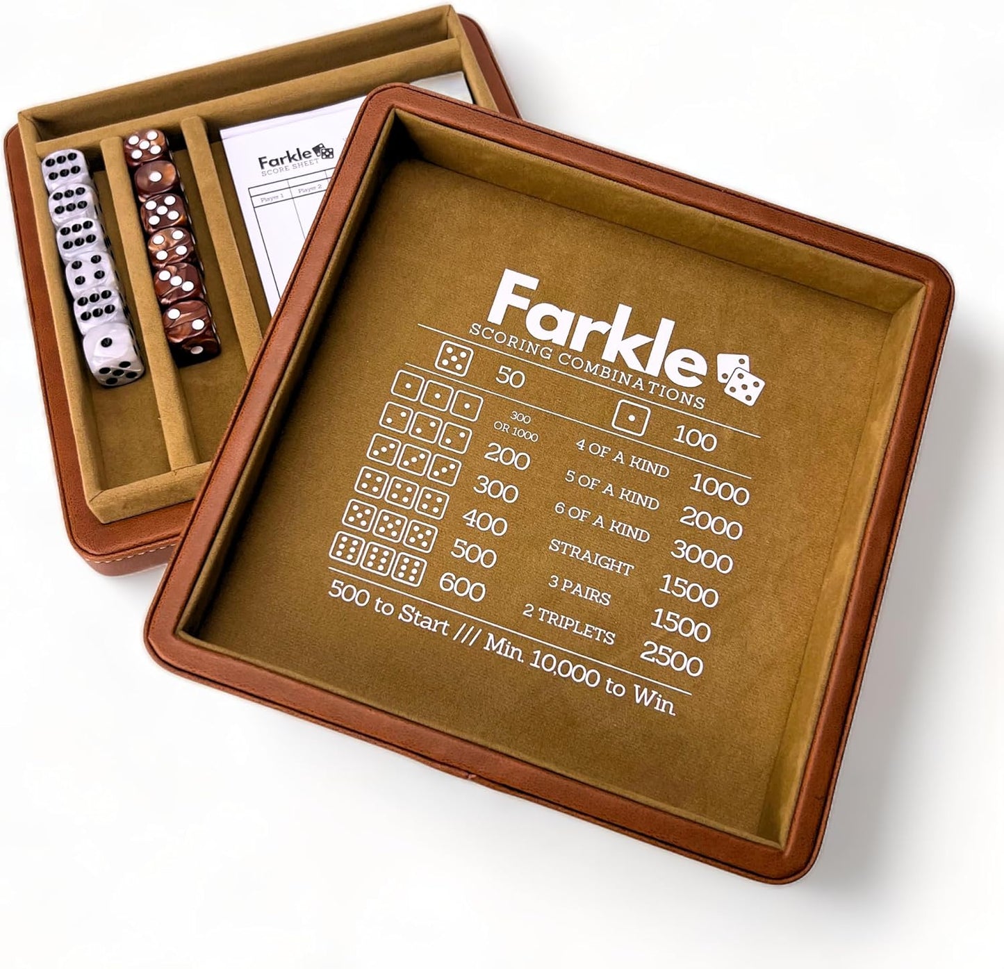 Luck Lab Farkle Dice Tray with Storage Case for Family Fun
