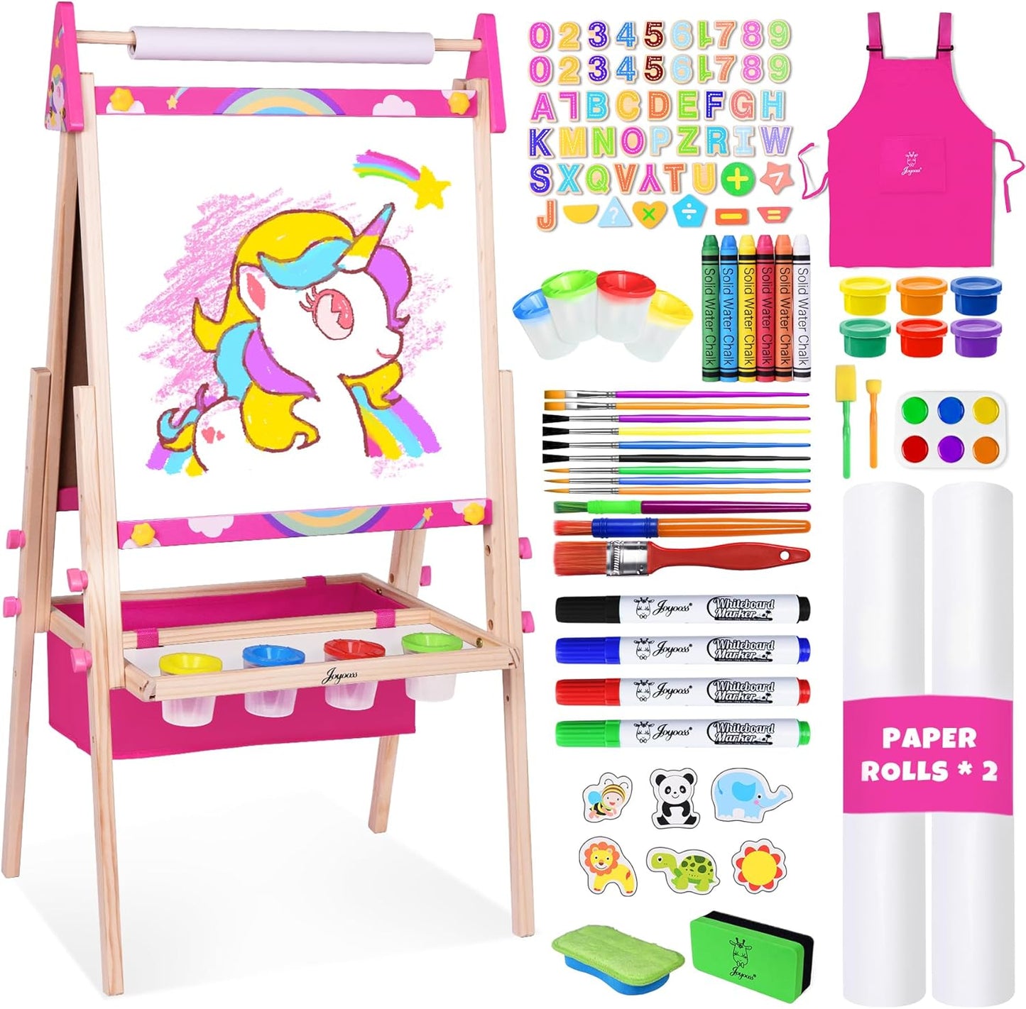 Joyooss Art Easel for Kids - Adjustable Wooden Painting Station