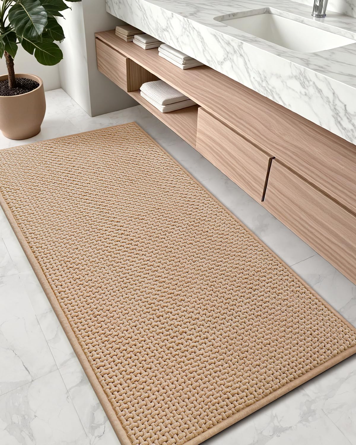 Chenille Pile Long Bathroom Runner Rug for Stylish Comfort