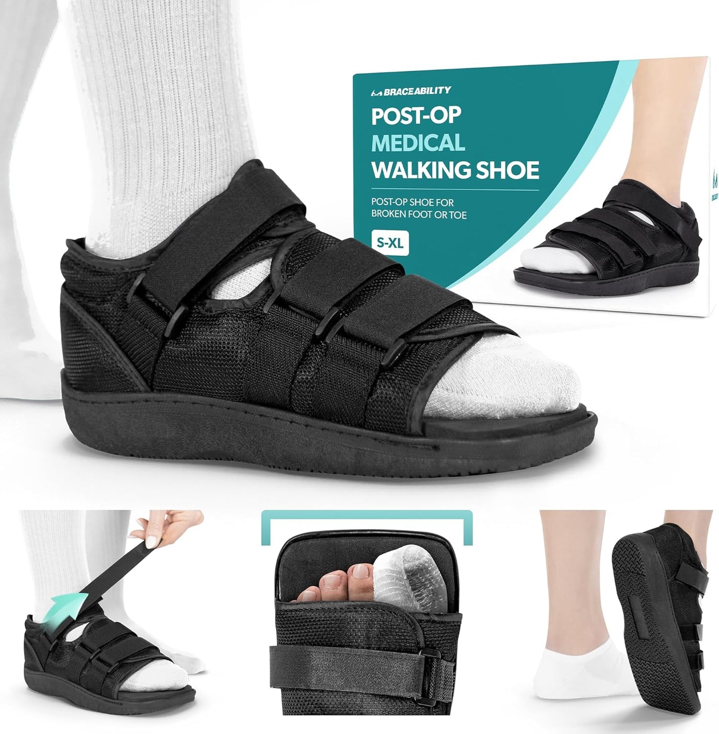 BraceAbility Post Op Shoe for Broken Toes and Foot Protection
