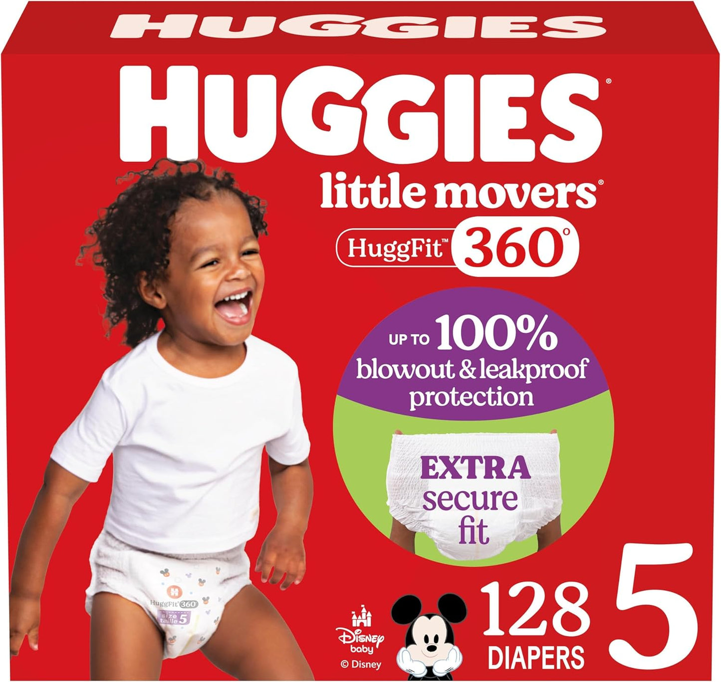 Huggies Size 5 Baby Diapers for Little Movers with 360 Waistband
