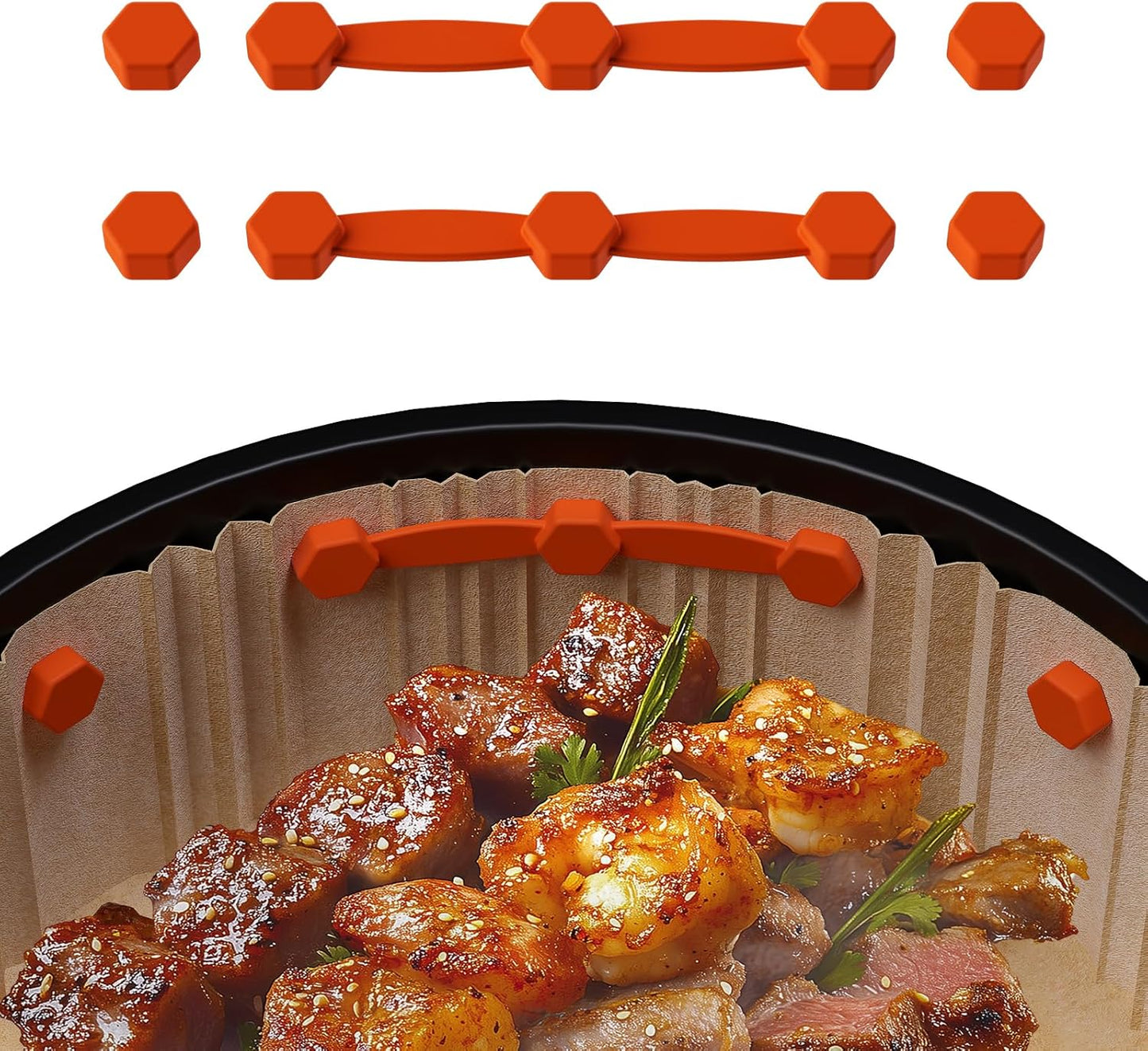 Wynfelo Air Fryer Parchment Paper Holder, Prevents Burning, Orange, 2 Set