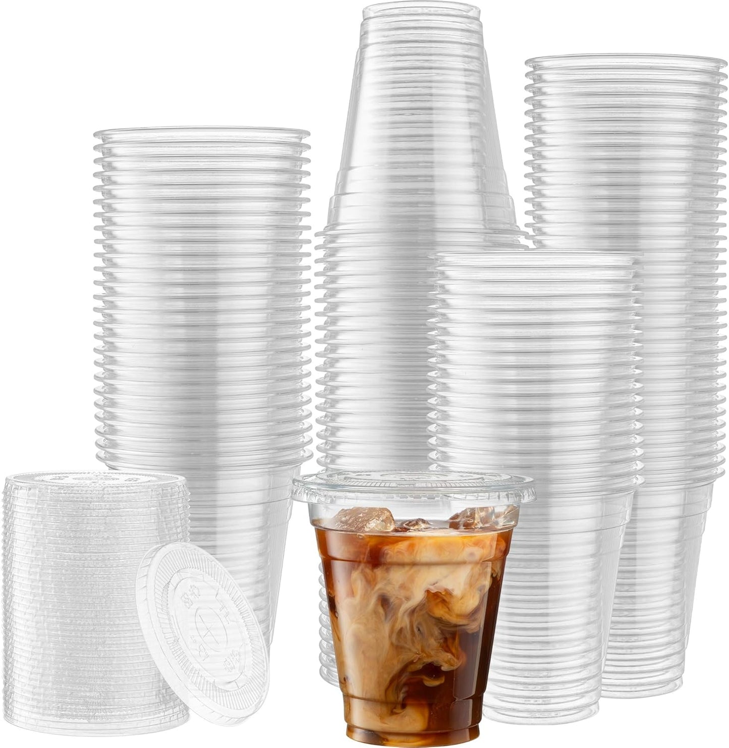 100 Sets of 12 Oz Crystal Clear Plastic Cups for Cold Drinks