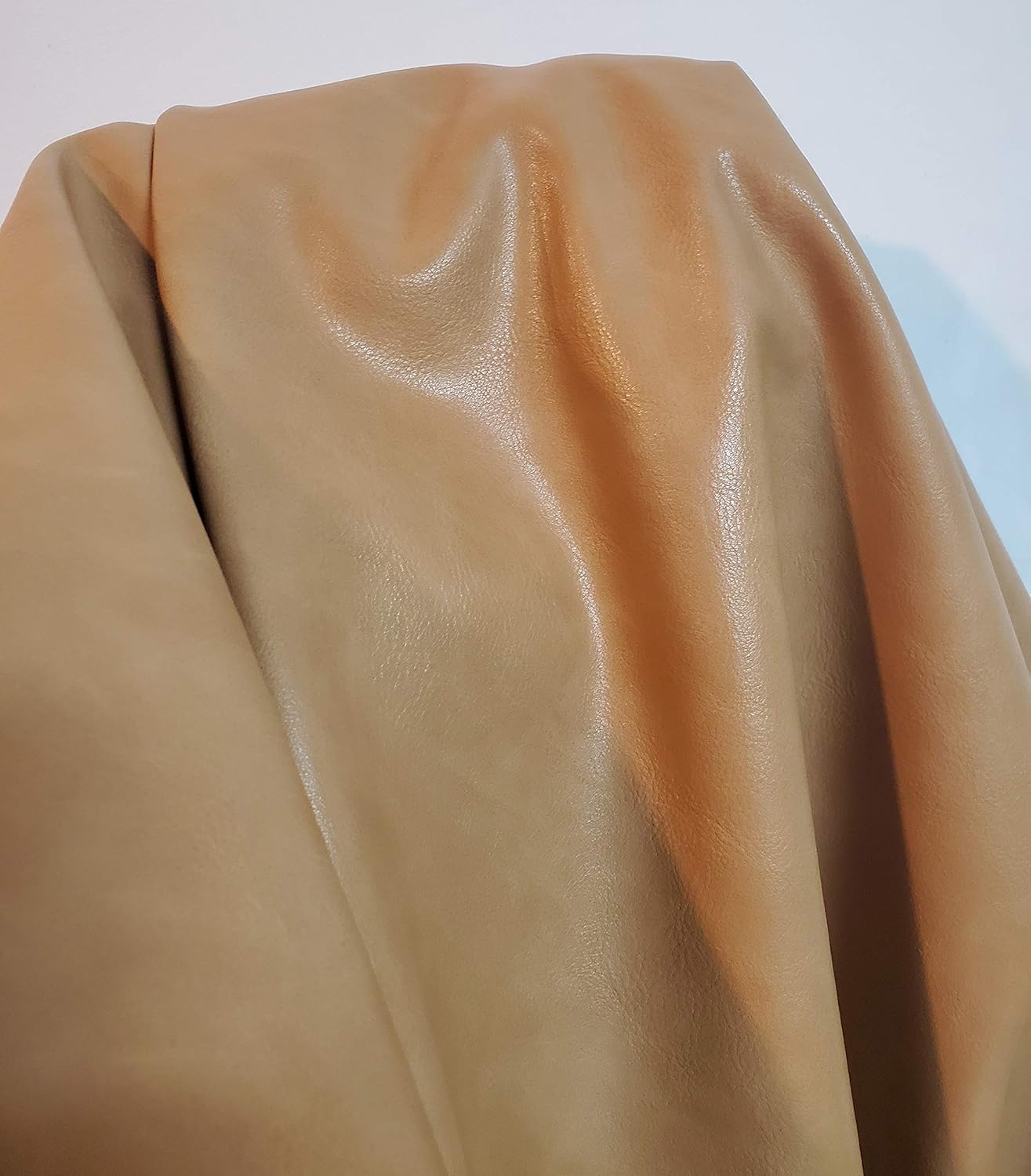 Wheat Tan Soft Faux Vegan PU Leather by The Yard for Upholstery