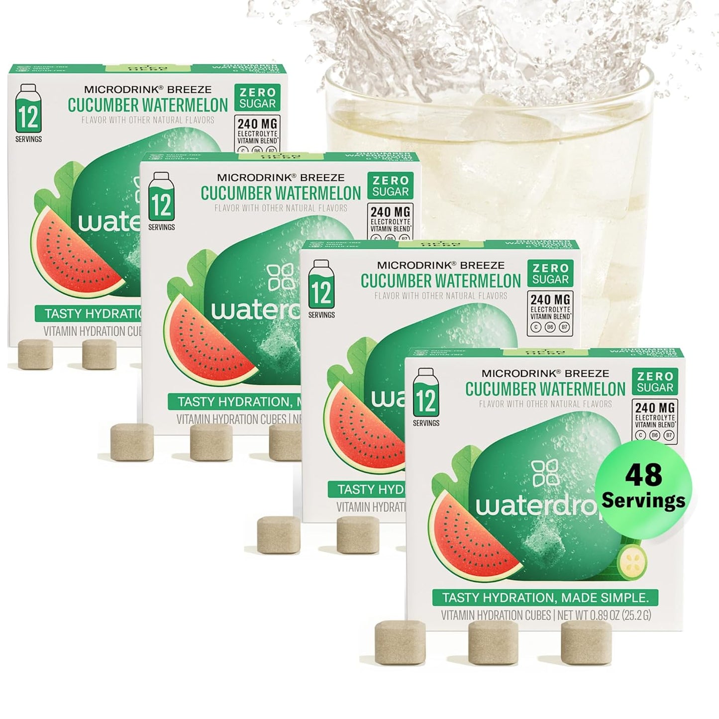 Waterdrop Hydration Cubes: Refreshing Cucumber Watermelon Flavor