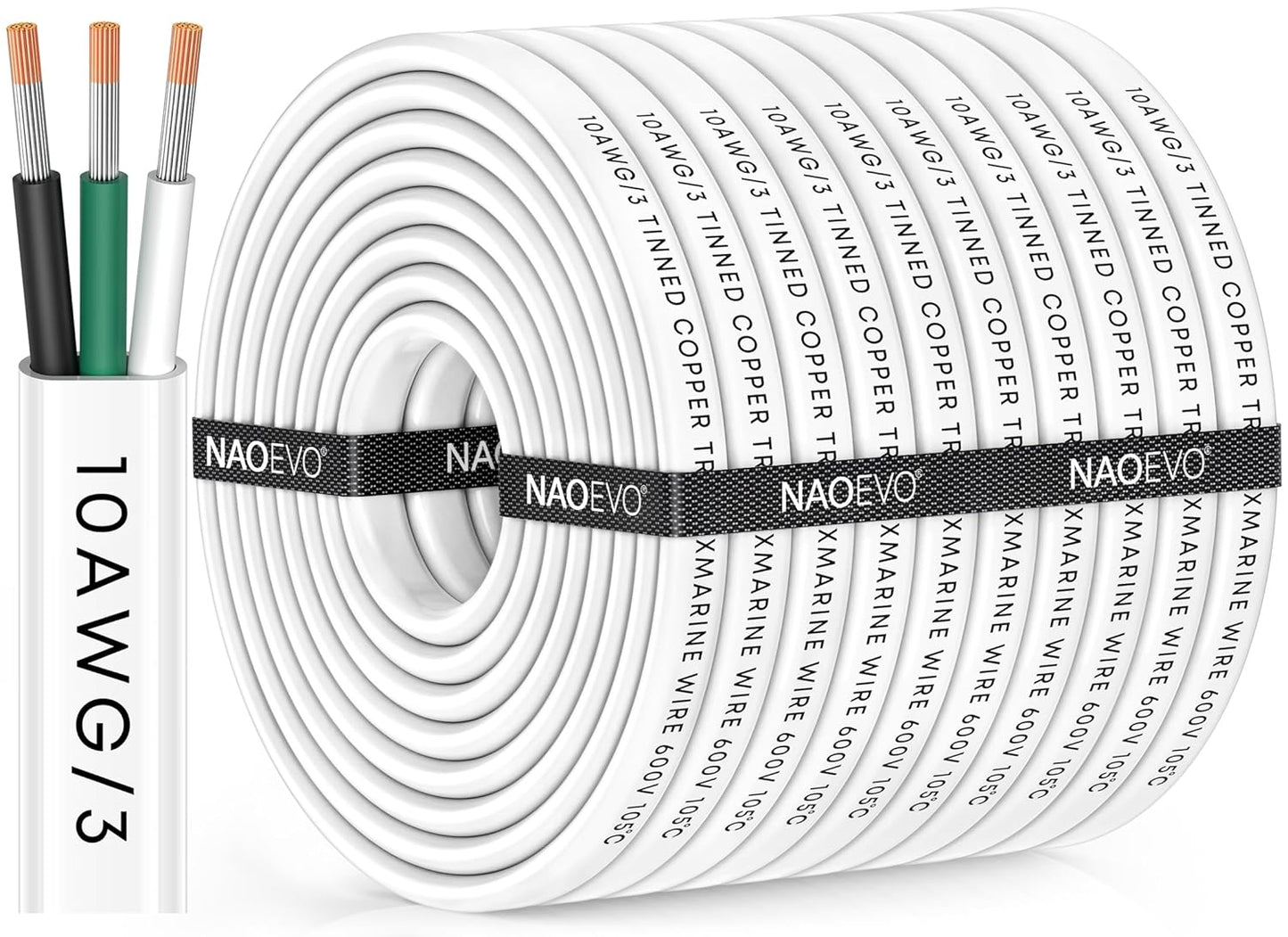 NAOEVO 10 Gauge Marine Wire for Boats, RVs, and Solar Use