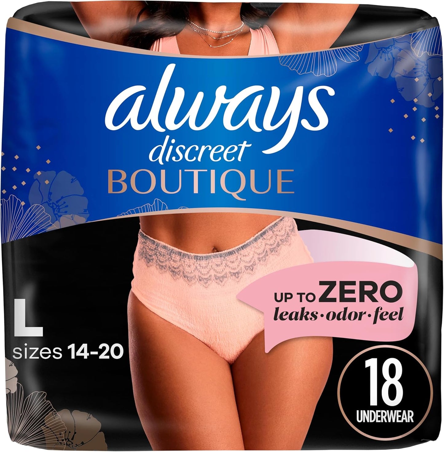 Maximum Protection Peach Underwear, 18 Count