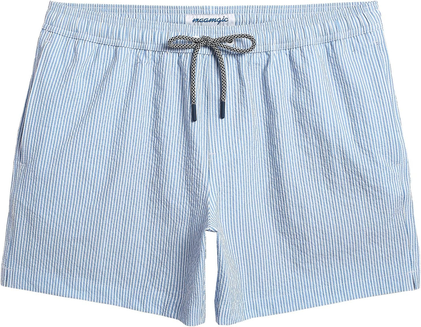 maamgic Men's Swim Trunks Quick Dry Seersucker Beach Shorts