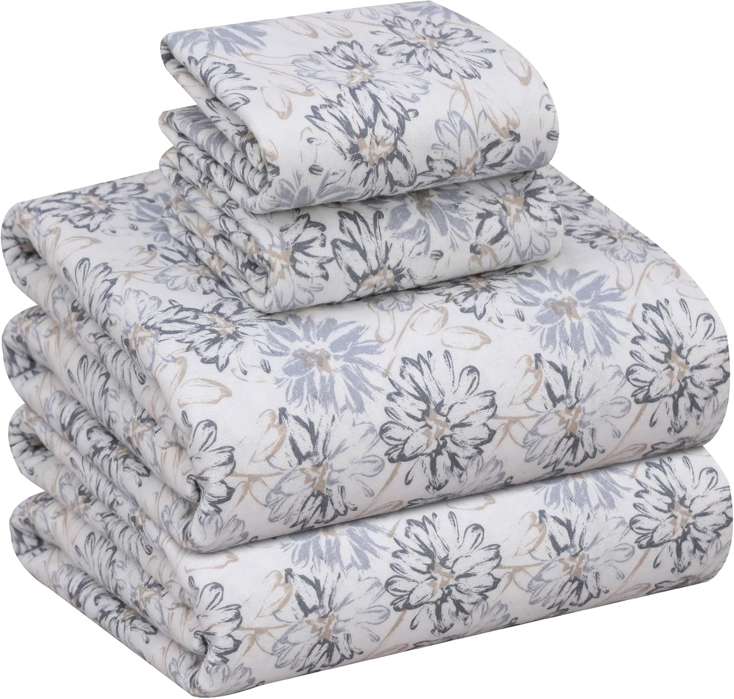 RUVANTI Flannel Sheets Queen Size - Cozy 100% Cotton Set