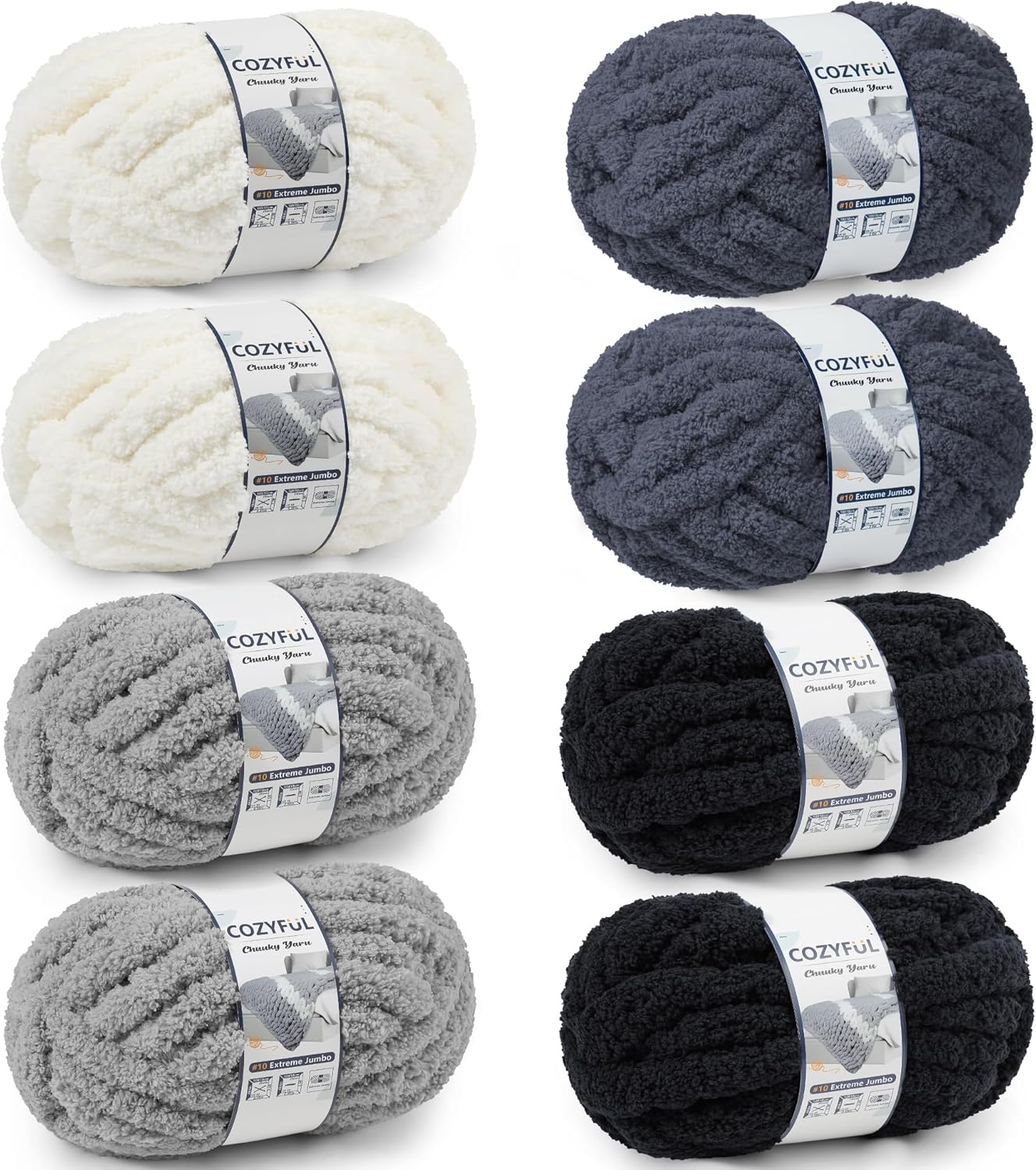 Chunky Yarn for Hand Knitting - Jumbo Thick Chenille Yarn