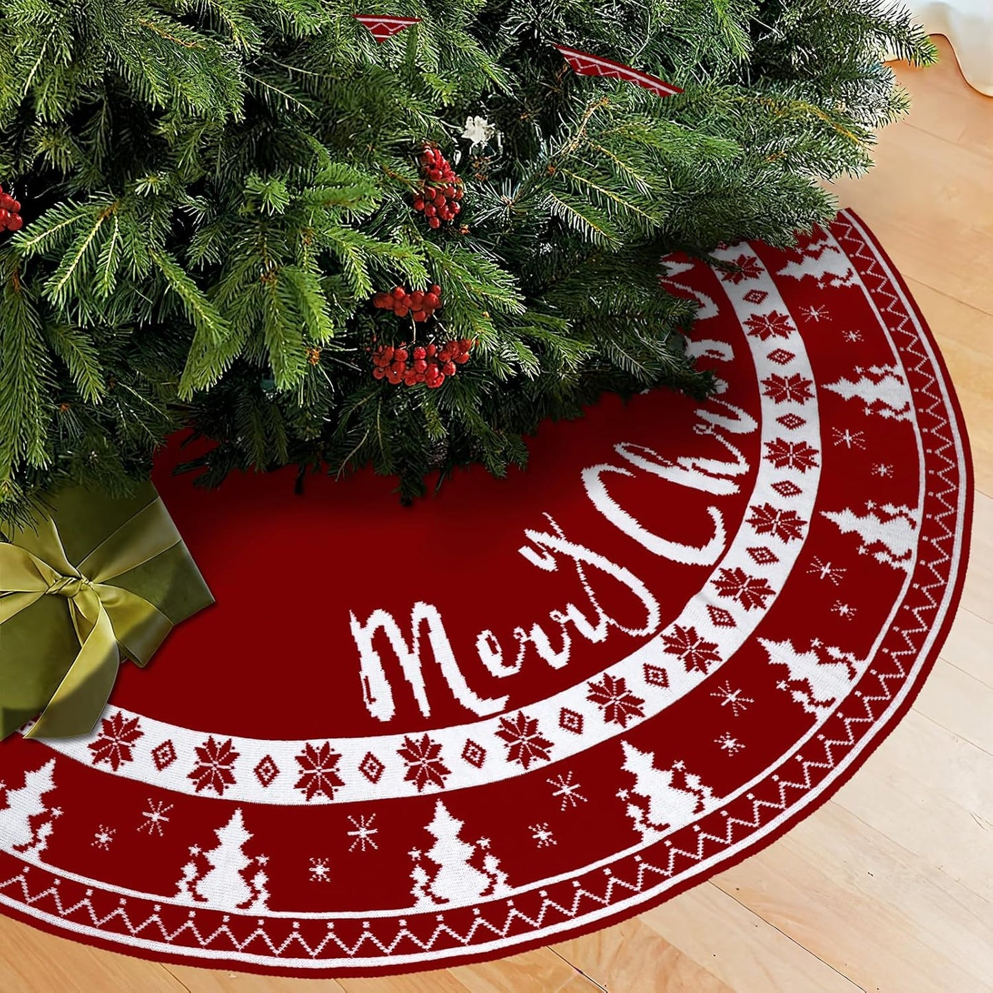 72 Inch Christmas Tree Skirt for 7.5 to 12 ft Trees