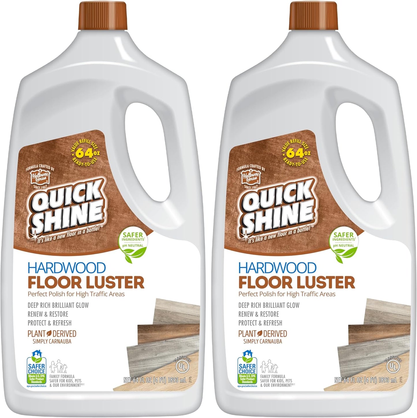 Quick Shine Hardwood Floor Luster-Polish 64oz-2pk for Easy Use