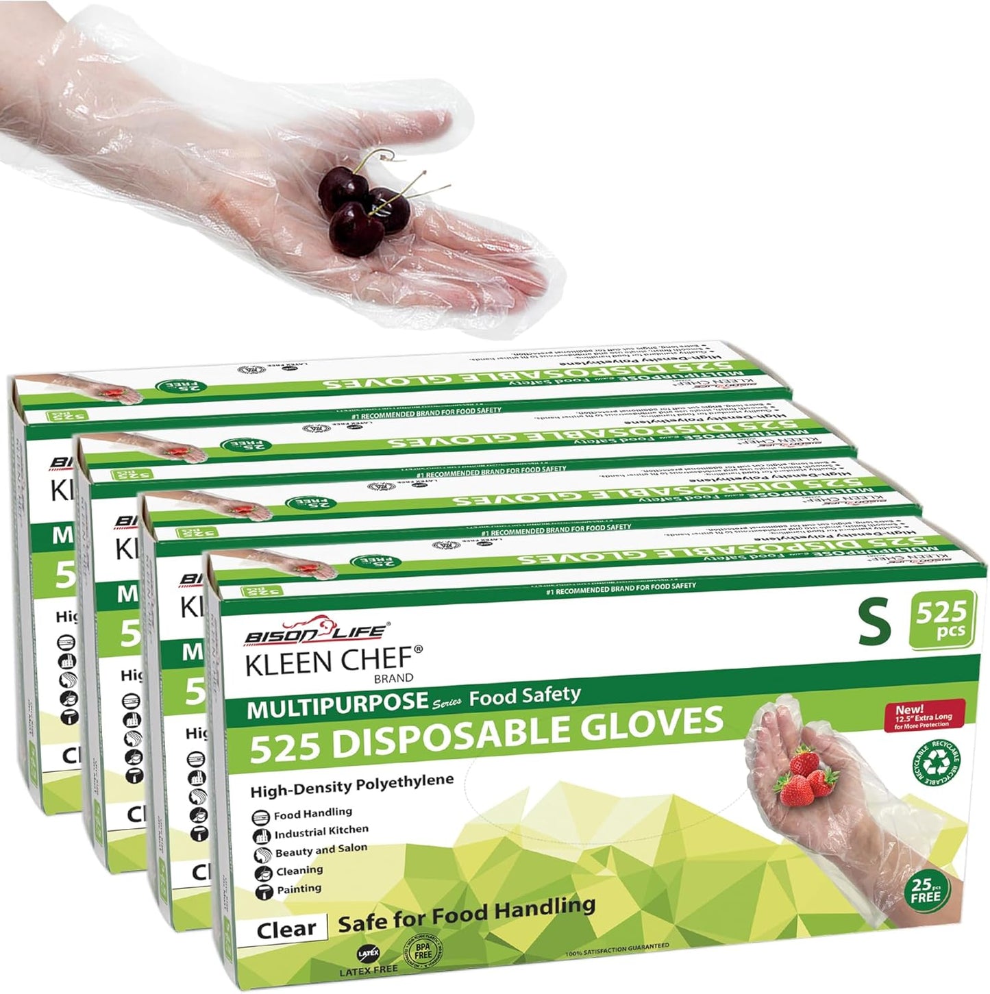 Disposable Food Handling Long Cuff Poly Gloves for All Sizes