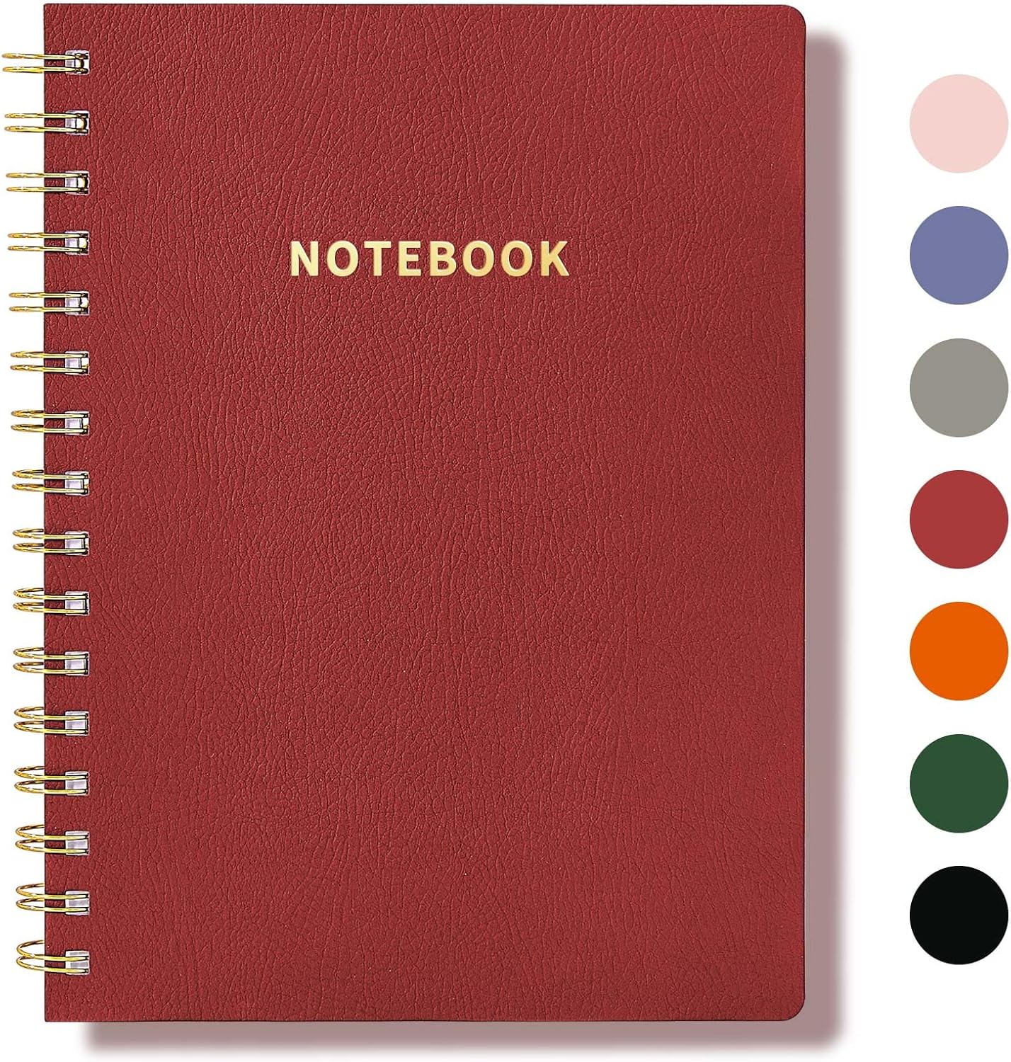TSFPapier DarkRed Spiral Notebook: 160 Pg Soft Leather Cover, College Ruled, Wirebound - Office/School Essential