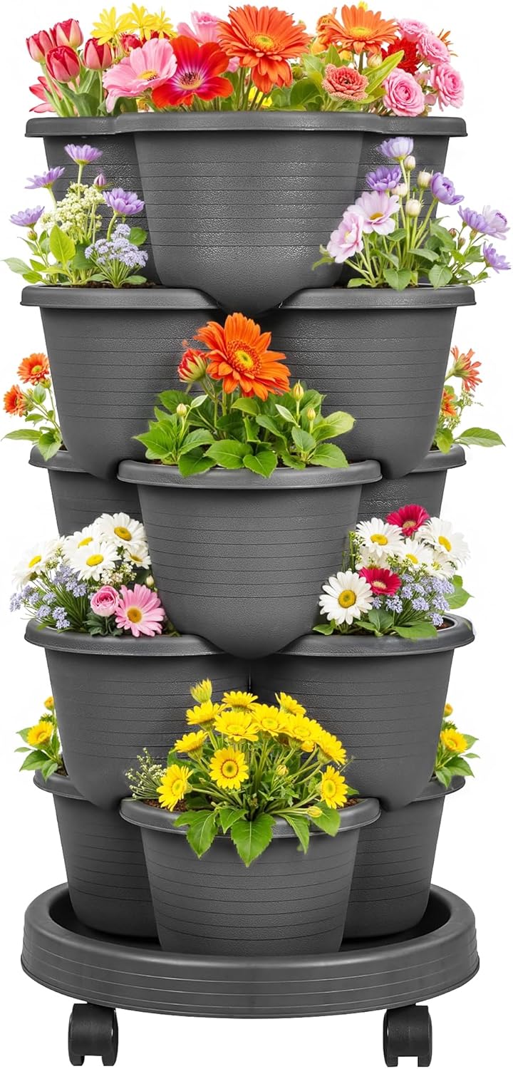 VECELO 5 Tier Vertical Garden Planter for Strawberries & Herbs