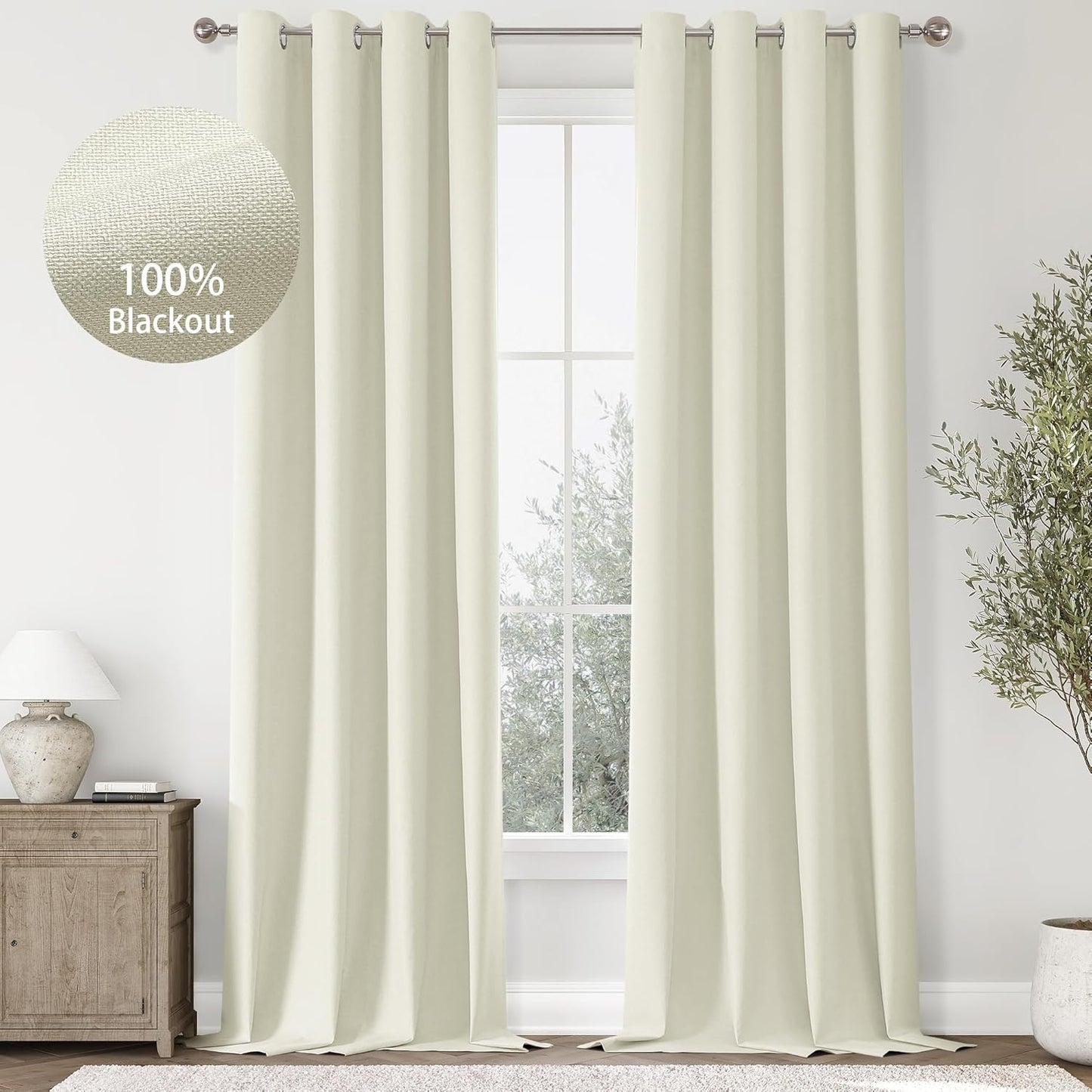ChrisDowa 100% Blackout Curtains for Bedroom and Living Room