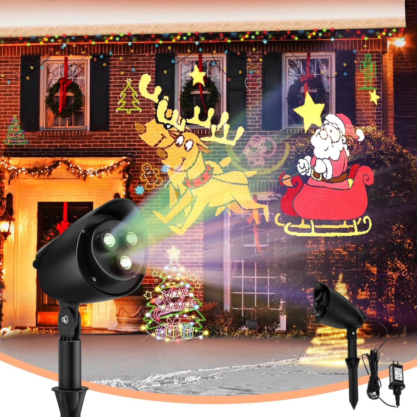 Goplus Santa's Sleigh Projector: 65 Angle, Waterproof Festive Light