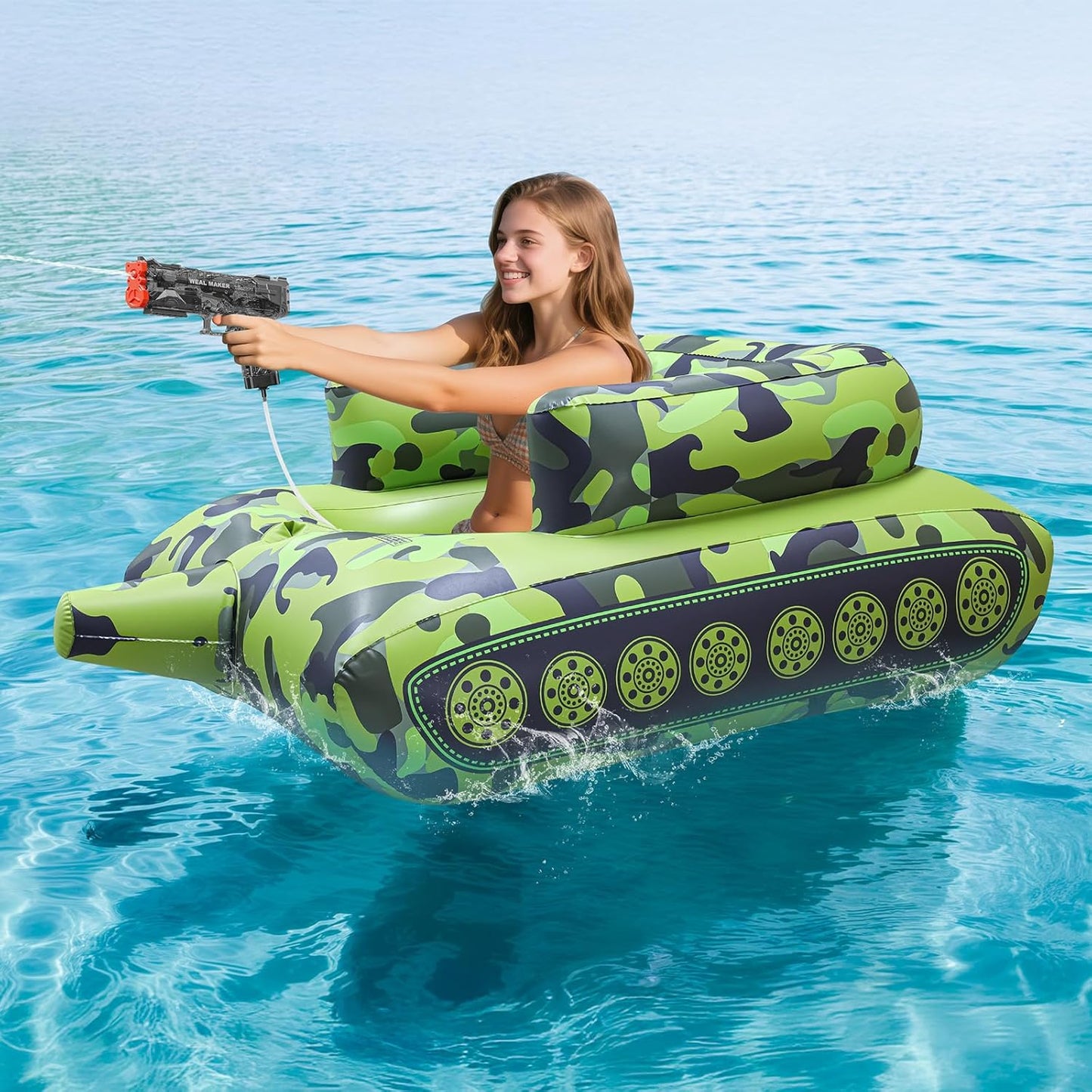 Automatic Electric Water Gun and Inflatable Tank Pool Float